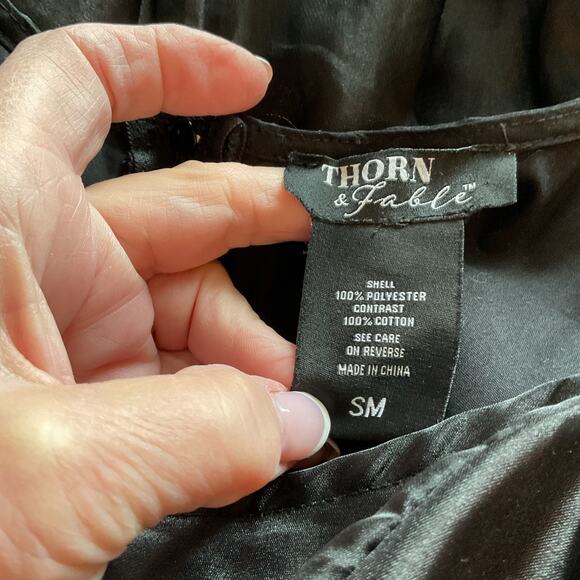 Thorn & Fable Black Organza Tiered Short Sleeve Mini Babydoll Dress SM - Picture 6 of 8